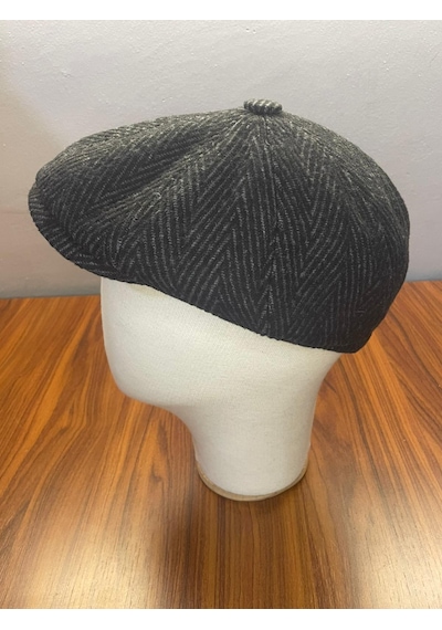 Hamze Peaky Blinders Vintage Model Balıksırtı Kışlık Kasket Şapka Siyah