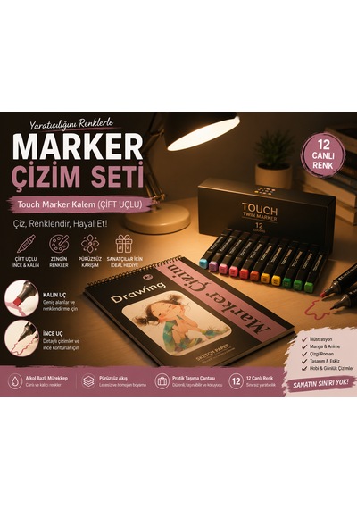 Dreamart Galery Marker Çizim Seti Touch Marker Kalem Çift Uçlu