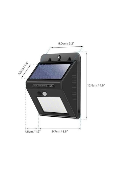 Bahçe Aydınlatma Sensörlü Güneş Enerjili Duvar Lambası 40 Led Işık Sarı