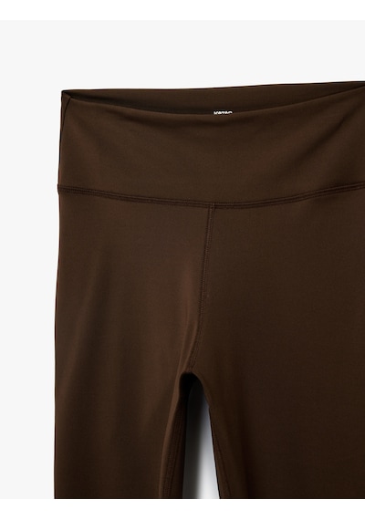 Koton Yüksek Bel Slim Fit İnterlok Spor Tayt Kahverengi 6sak40119nk Kahve