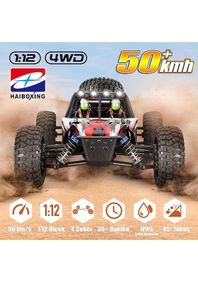 Haıboxıng Rc 1/12 905 Twister 50+ Km/h Sürat 4x4 Uzaktan Kumandalı Rc Model Araba Rtr Elektrikli 4wd Offroad Truck Kırmızı