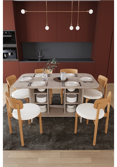 Modern Dolaplı 6 Kişilik Mutfak Yemek Masası Ve Sandalye %100 Mdf Mutfak Yemek Odası Masası Takımı Ymt06 Sidon Modern Dolaplı 6 Kişilik Mutfak Yemek Masası Ve Sandalye %100 Mdf Mutfak Yemek Odası Masası Takımı Ymt06 Sidon