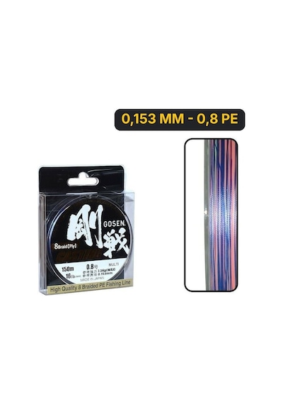Gosen W8 Casting Pe 8 Örgü Spin İp Misina 150mt Multi Color 0,153 Mm - 0,8 Pe