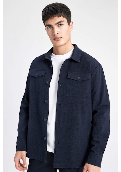 DeFacto Regular Fit Polo Yaka Gofre Dokulu Gömlek Ceket B6682AX24SPNV106