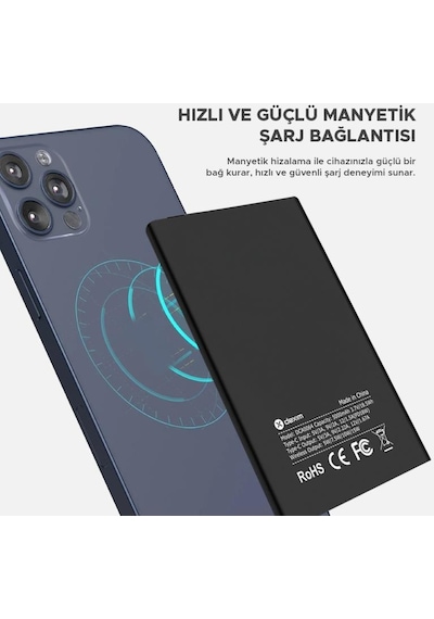 Dexim A16 5000mah Alüminyum Magsafe Taşınabilir Şarj Cihazı Siyah - Dca0064