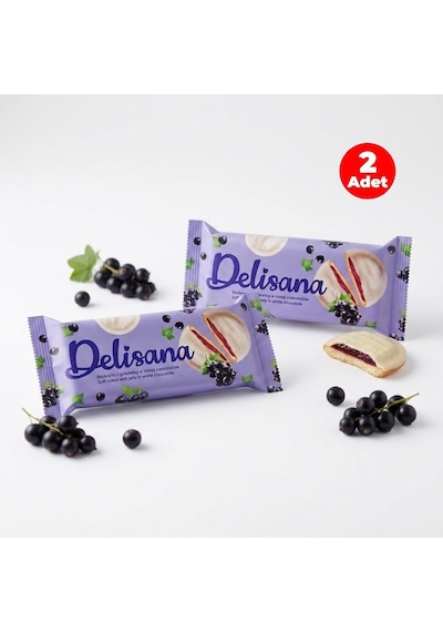 Delisana Beyaz Çikolatalı Frenk Üzümü Aromalı Jöle Dolgulu Kek 135gr 2 Adet