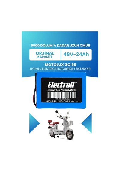 Motolux Go 55 Uyumlu Batarya Standart Kapasite Lifepo4 48v 24ah Elektrikli Motorsiklet Bataryası