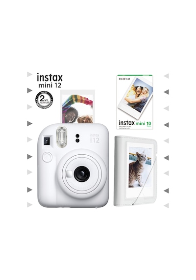 Fujifilm Instax Mini 12 Fotoğraf Makinesi + 10'lu Film + Mini Albüm Seti Beyaz