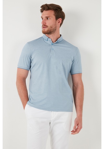 Buratti Pamuklu Slim Fit Erkek Polo Yaka T Shirt 646R1000 Açık Mavi-Beyaz