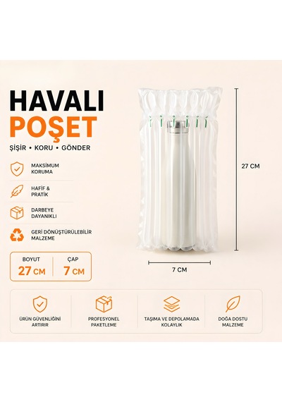 Havalı Poşet Ambalaj Şişe Boyu 27cm Çap 7cm - 20 Adet