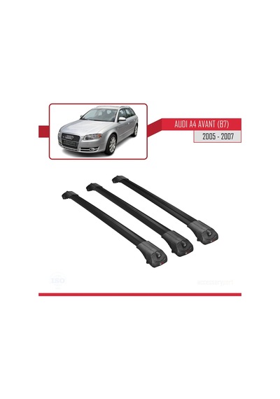 Audi A4 B7 Avant 2005-2007 Arası İle Uyumlu Ace-1 Ara Atkı Tavan Barı Siyah 3 Adet Bar