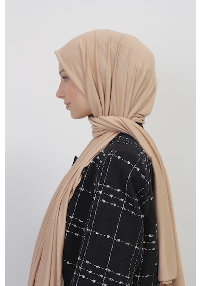 Manolyaşal İslamic Hijab Tesettür Penye Şal - 70 X 180 / Koyu Krem Koyu Krem