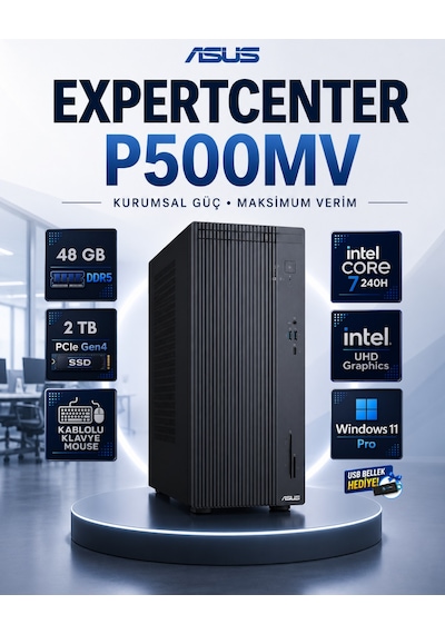 Asus ExpertCenter P500MV-C721016512G0DRNP23 Core 7 240H 48 GB 2 TB SSD W11P Masaüstü Bilgisayar