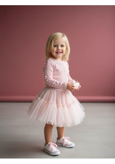 Zekids Kız Bebek Pamuklu Kolları Fiyonk Detaylı Kaşkorse Bluz-16521 Pembe