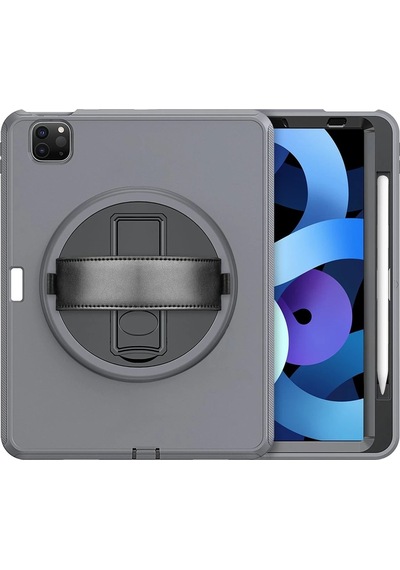 Mey İthalat İpad Uyumlu Pro 11 2018 Kılıf Hand Strap Tablet Kılıfı - Gri Arka Kapak