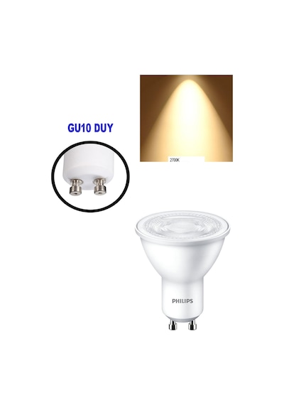 Philips 4,7W - 50W GU10 Led Ampul Sarı Işık (10 ADET)