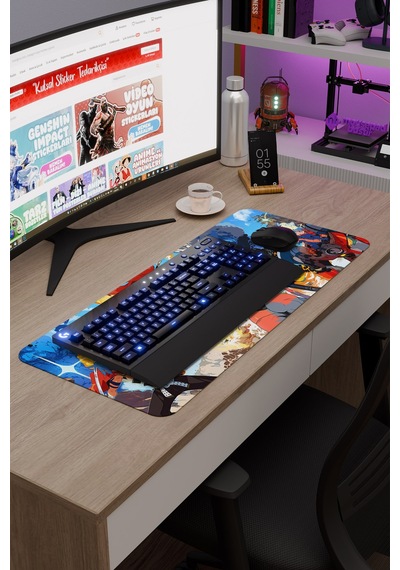 Gurren Lagann Kaymaz Dikişli Kauçuk Oyuncu Mousepad V5 - 70x30 Xl Gaming Mouse Pad Fare Altlığı