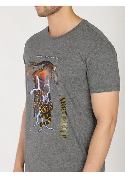 Roberto Cavalli Erkek Tshirt /M.Rob.0421.14022 K.Gri Koyu Gri