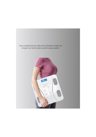 Akıllı Dijital Baskül Bluetooth Bağlantılı 8 Ölçüm Verili Akıllı Vüc - Hs08376308-8 Kırmızı