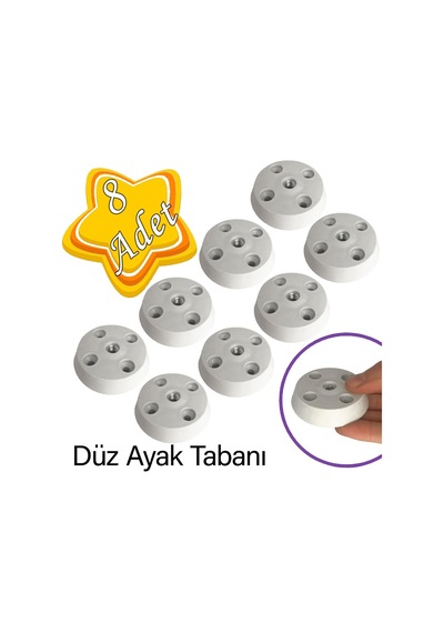 8 Adet Düz Ayak Tabanı Beyaz Mobilya Masa Sehpa Ayağı Bağlantı Aparatı Plastik