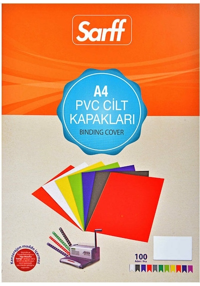 Sarff A4 Şeffaf Sarı Pvc Cilt Kapakları - 100adet