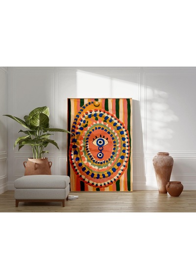 Nazar Boncuğu Duvar Sanatı Boho Sürrealist Göz Posteri Renkli Ezoterik Ev Dekorasyonu