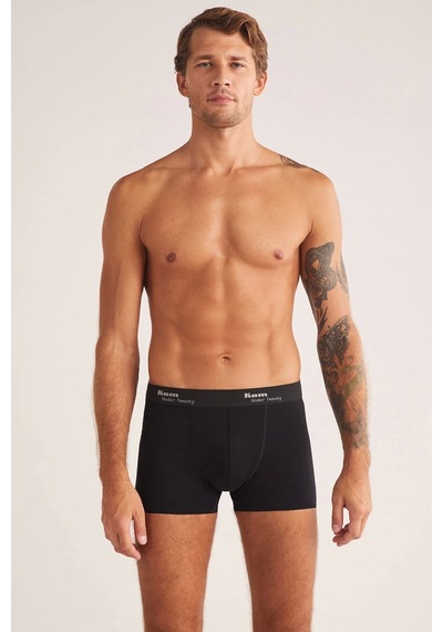 Kom Tight Pamuklu 2'li Erkek Boxer - Siyah Black