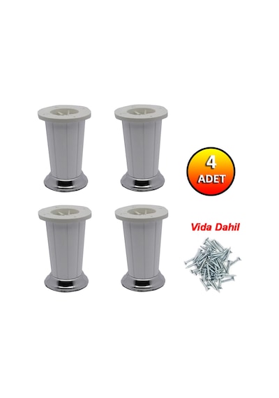 Mobaksaksesuar Artemis Konik Ayak Beyaz 10 Cm 4 Adet
