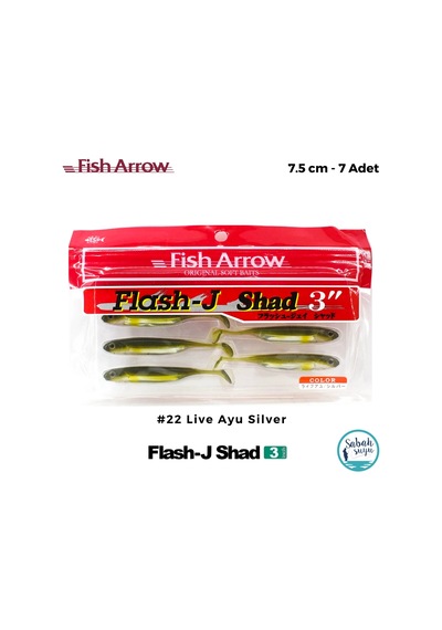 Fish Arrow Flash J Shad 7.5cm 3'' 22 Live Ayu Silver Silikon Balık 7 Adet