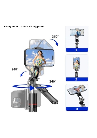 F16 Selfie Çubuğu Işıklı Tripod Bluetooth Uzaktan Kumandalı 360' Dönebilen Çok Amaçlı Tripod Siyah