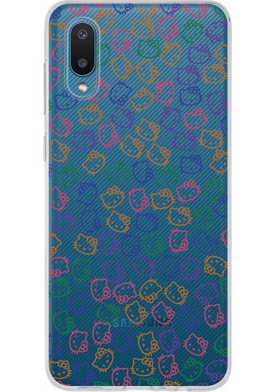 Samsung Galaxy A02 Uyumlu Kapak Hello Kitty Tasarımlı Şeffaf Silikon Kılıf Şeffaf