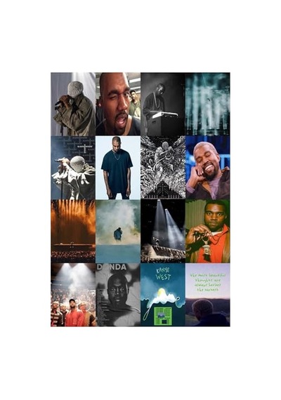 Postifull Kanye West Poster Kolaj Seti - Duvar Dekoru Poster - Sticker Bant Hediyeli - 50 Adet - 10 15 Cm