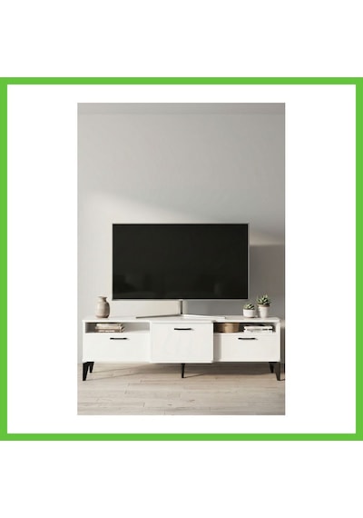 Bezos Mistral Tv Sehpası Metalik Beyaz 160x40 Cm Dmc