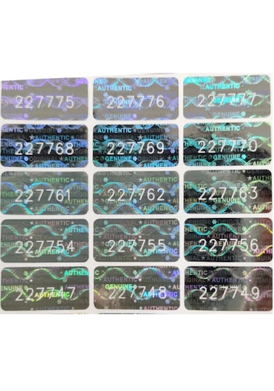 Yate10 1x2cm 105 Adet Gümüş Hologramlı Garanti Etiketi Seri Numaralı