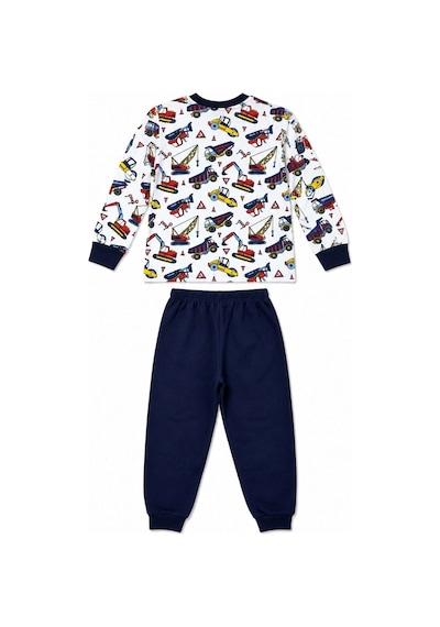 Ertaş Trend Store Erkek Çocuk Premium Penye İş Makinesi Desenli Uzun Kollu Pijama Takımı 2-11 Yaş - Lacivert Çok Renkli