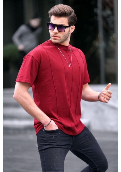 Madmext Bordo Bisiklet Yaka Erkek Tişört 6175-bordo Bordo