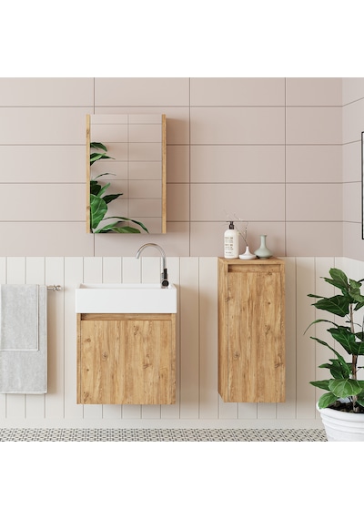 Roomart Ayaksız Tek Kapaklı Lavabolu 50 Cm Banyo Dolabı-aynalı Üs Atlantikçam