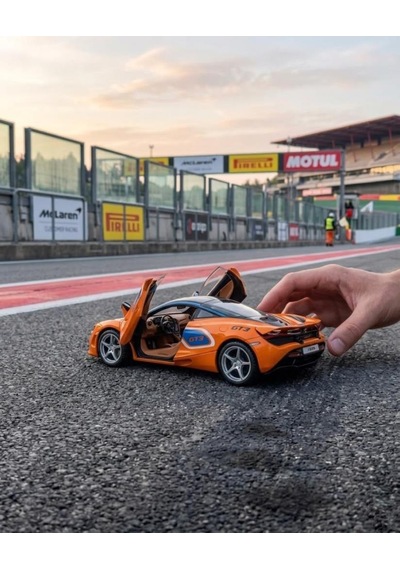Süper Yarış Arabası McLaren Çek-Bırak Açılabilir Kapılı 12 cm Oyuncak Araba Turuncu