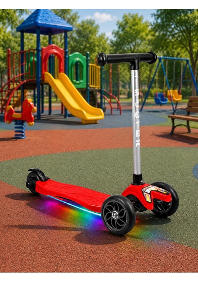 Tois Colorwase Led Işıklı 4 Kademe Ayarlanabilir 3 Tekerlekli Scooter - Kırmızı