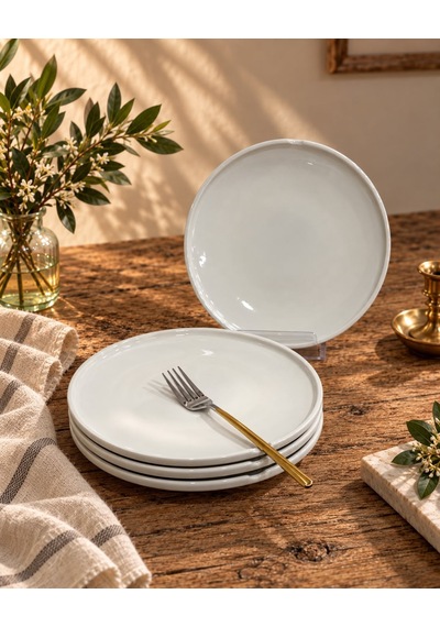 4lü Porselen Dali Sade Pasta Tabağı-7785 Çok Renkli