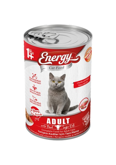 Energy Sığır Etli Konserve Yetişkin Kedi Maması 12 x 400 G