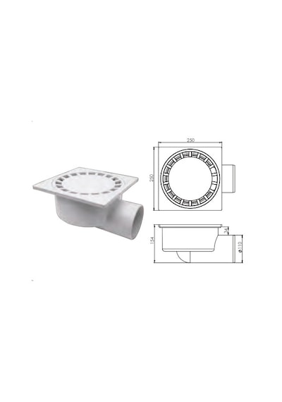 Büyük Çamur Yer Süzgeci 25x25 100 Lük Yandan Çıkışlı