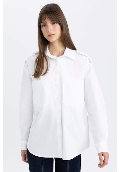 DeFacto Relax Fit Poplin Uzun Kollu Tesettür Gömlek Tunik C2145AX24SPWT34