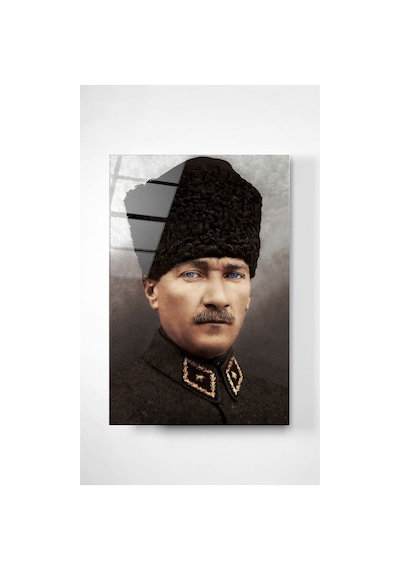 Atatürk Cam Tablo Sanatsal Duvar Dekoru Solmayan Canlı Renkler Mutfak Ve Yemek Alanı Sevdiklerinize Hediyelik Dayanıklı Cam Yapı
