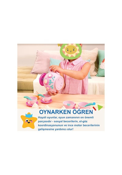 25 Parça Buhar Sesi Çıkaran Çaydanlık Çay Limon Evcilik Ve Mutfak Seti Bardak Tabak