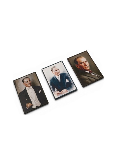 Hediyelik Atatürk Ahşap Magnet Seti 3 Adet - No:3 Kaliteli İşçilik Özel Baskı