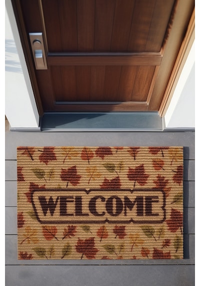 Koza Home Coco Welcome Sonbahar Paspas Dış Kapı Paspası Kıl Kapı Önü Paspas Naturel