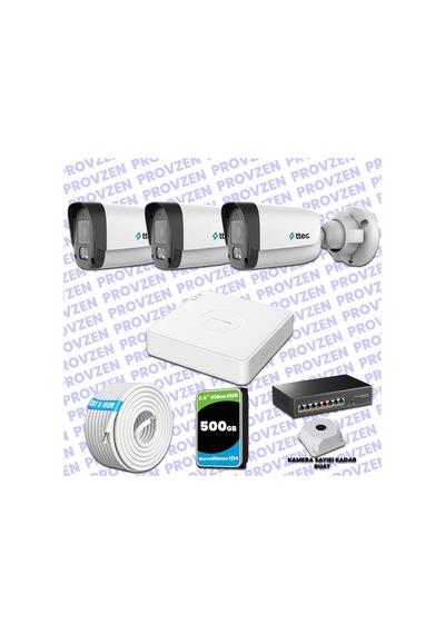 Provzen Ttec Hikvision 3 Kameralı Ip Full Hd Mikrofonlu Güvenlik Kamerası