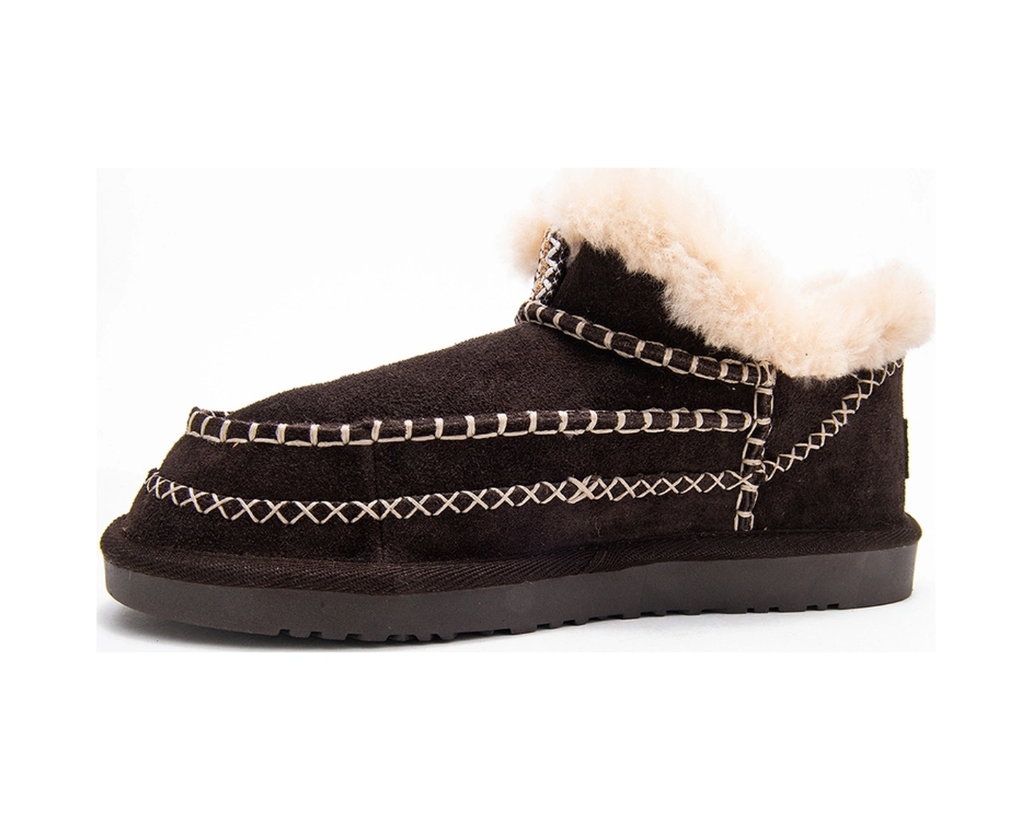 Luvishoes Luvi Shoes Darel Kahverengi Süet Hakiki Deri Dikişli Kürklü Kadın Kısa Bot Süet Kahve