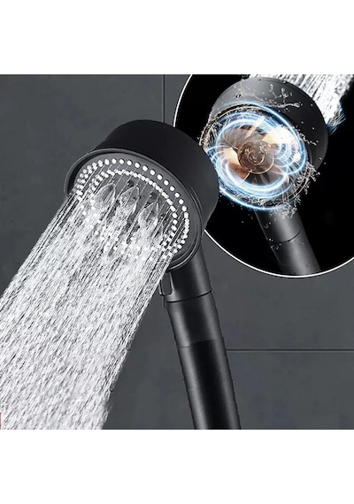 3'lü Set Siyah 5 Fonksiyonlu Turbo Jet Pervaneli Duş Başlığı Örgülü Hortum Ve Askı Beyaz Krom Diğer 3'lü Set Siyah 5 Fonksiyonlu Turbo Jet Pervaneli Duş Başlığı Örgülü Hortum Ve Askı Beyaz Krom Diğer